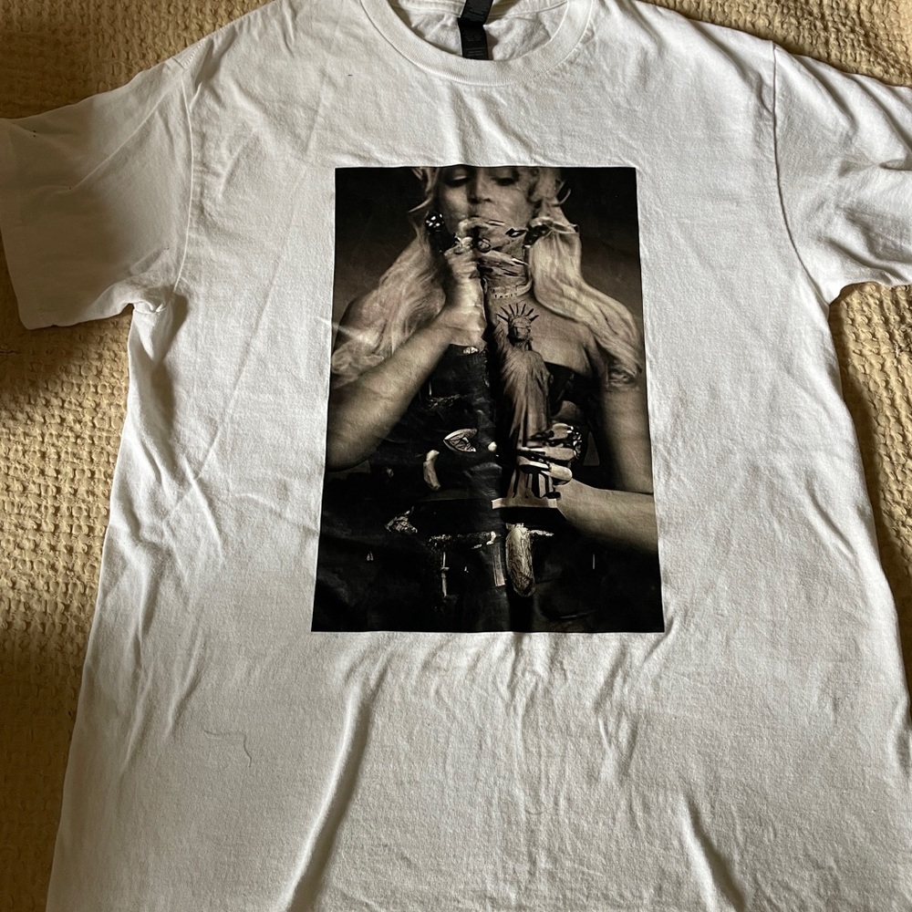 Beyonce White Graphic Tee with Black Photo Print